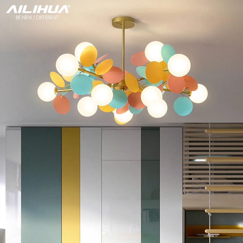 Colorful Flash New LED Modern Chandelier Lights Living Dining Room Bedroom Villa Pendant Flats Bar Aisle Indoor Lighting Lamps