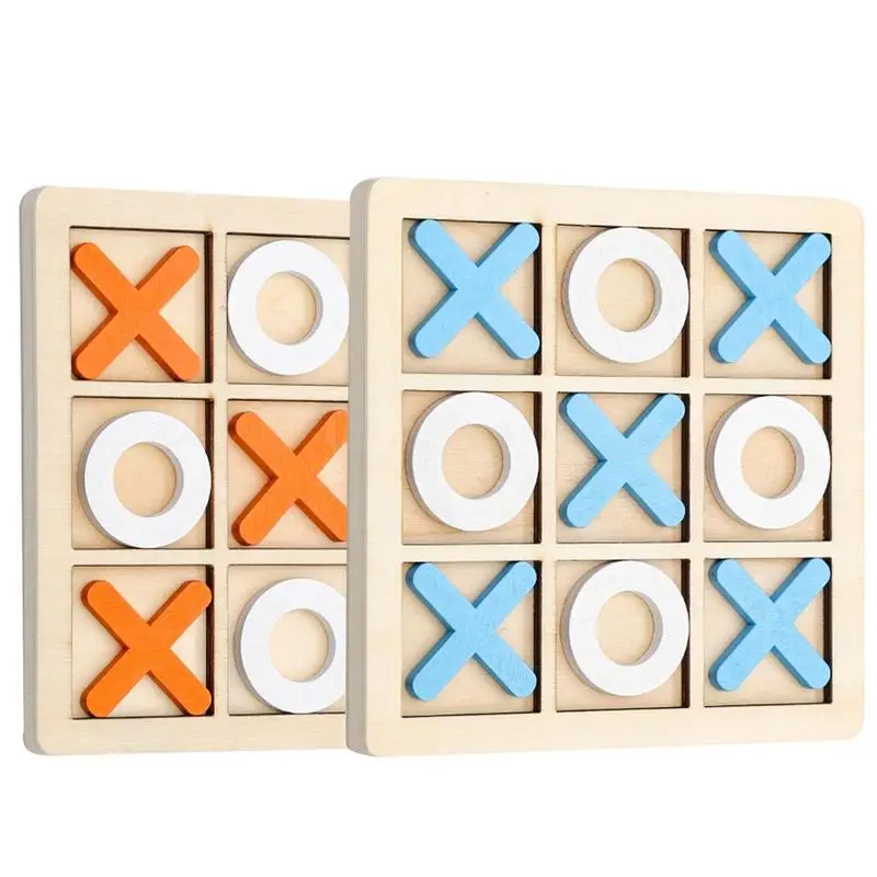 

Children Early Education Toy Wooden Tic-Tac-Toe Chess Three Line OX Puzzle Board Party Table Games Building Blocks Toys For Kids