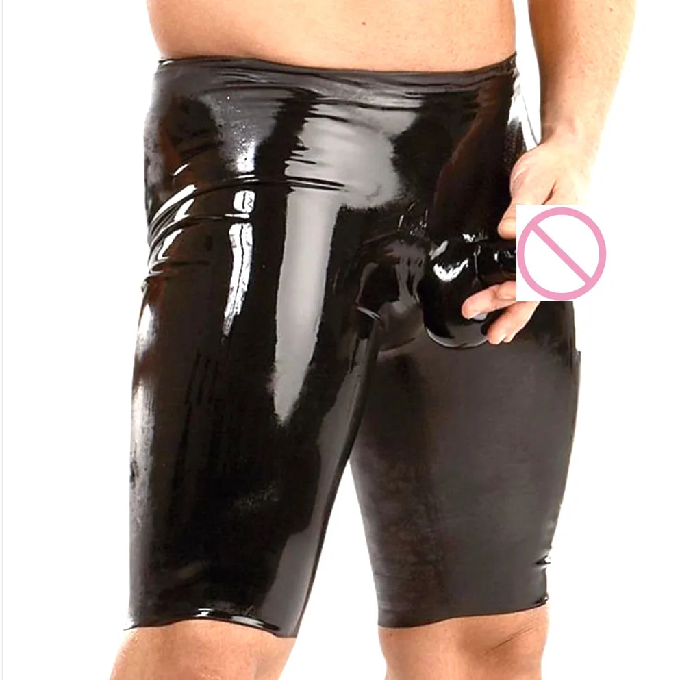 

Sexy Mens lingerie Faux Leather boxers Short Pants Latex gay Costume Fetish Sexy Costume PVC sexy pants For Men
