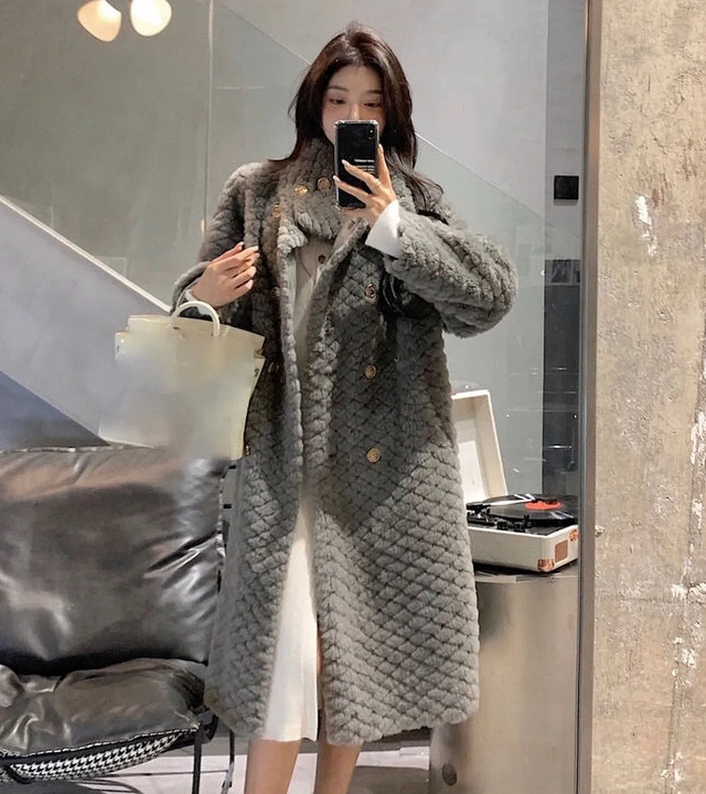 [Brich] W Girls/TW2312062 Capper Fleece Warm Double Women Long Coat in Winter