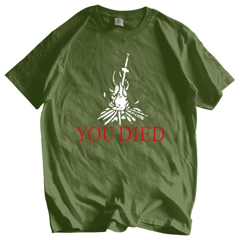 Горячая Распродажа мужская брендовая футболка летняя хлопковая YOU DIED DARK SOULS T-SHIRT -
