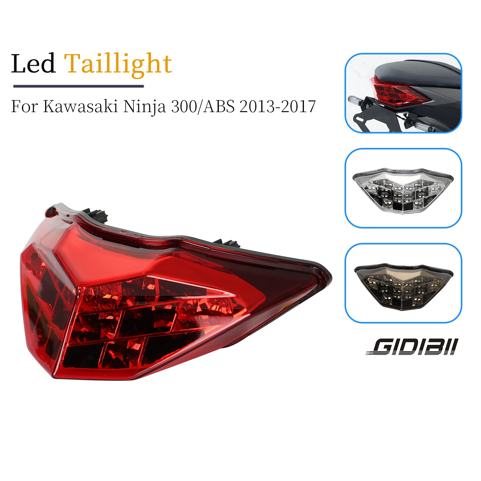 Фото 1 шт. задний фонарь мотоцикла для Kawasaki Ninja 300 Ninja 300 ABS LED 2013-2017, задний фонарь со встроенной индикаторной лампой 2013-2017 №1