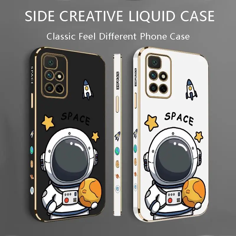 Fat Astronaut Luxury Plating Phone Case For Xiaomi Redmi 10 12C 10C 10A 9 9T 9A A1 9C Cover