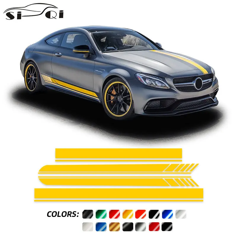 

Edition 1 Side Stripe Skirt Sticker Car Hood Roof Tail Body Decal For Mercedes Benz C Class Coupe C205 A205 C63 S AMG C43 4Matic