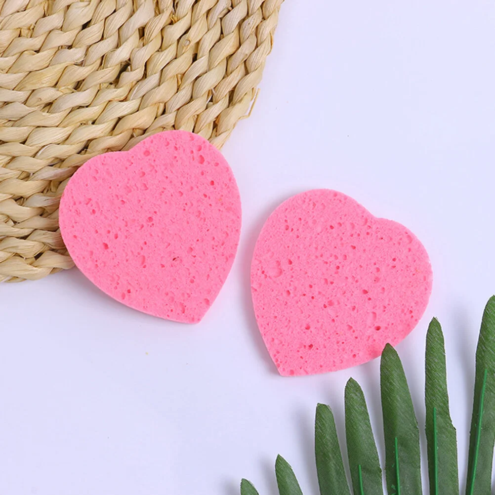 

Wood Pulp Face Wash Exfoliating Sponge Heart Facial Sponges Shaped Facials Pink Natural Dish