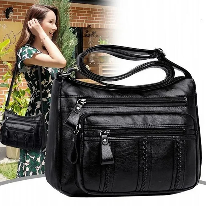 

Crossbody Shoulder Solid Bag Shoulder Casual New Leather Multi-pocket Color Bag High-quality PU Female Soft Ladies Bag