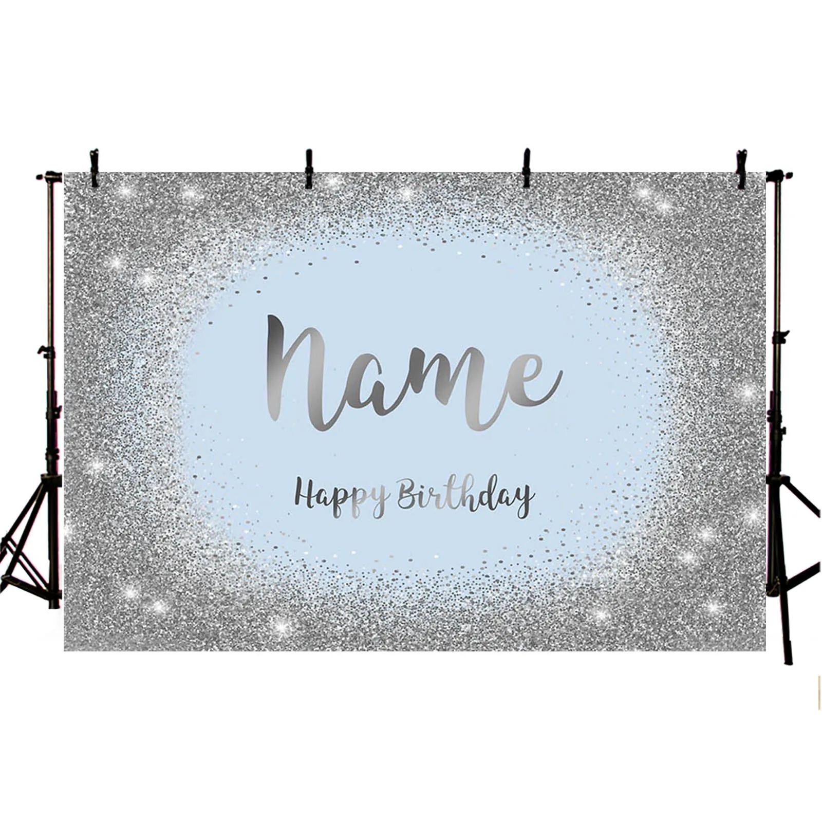 Пользовательское Имя Фото День Рождения Фон Золото Серебро Блестки Фотография