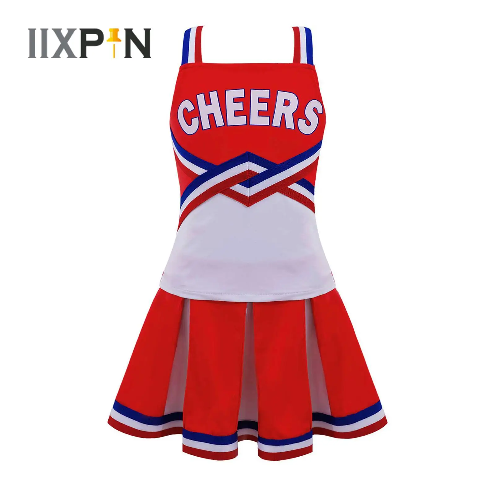 Купи Kids Girls Cheerleader Costume Sport Dance Outfit School Child Uniform Letters Print Vest Pleated Skirt Cheerleading Sportswear за 719 рублей в магазине AliExpress