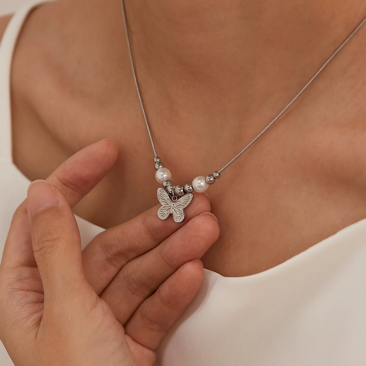 Xiaohongshu те же милые и свежие темпераментные ключицы цепь из нержавеющей стали