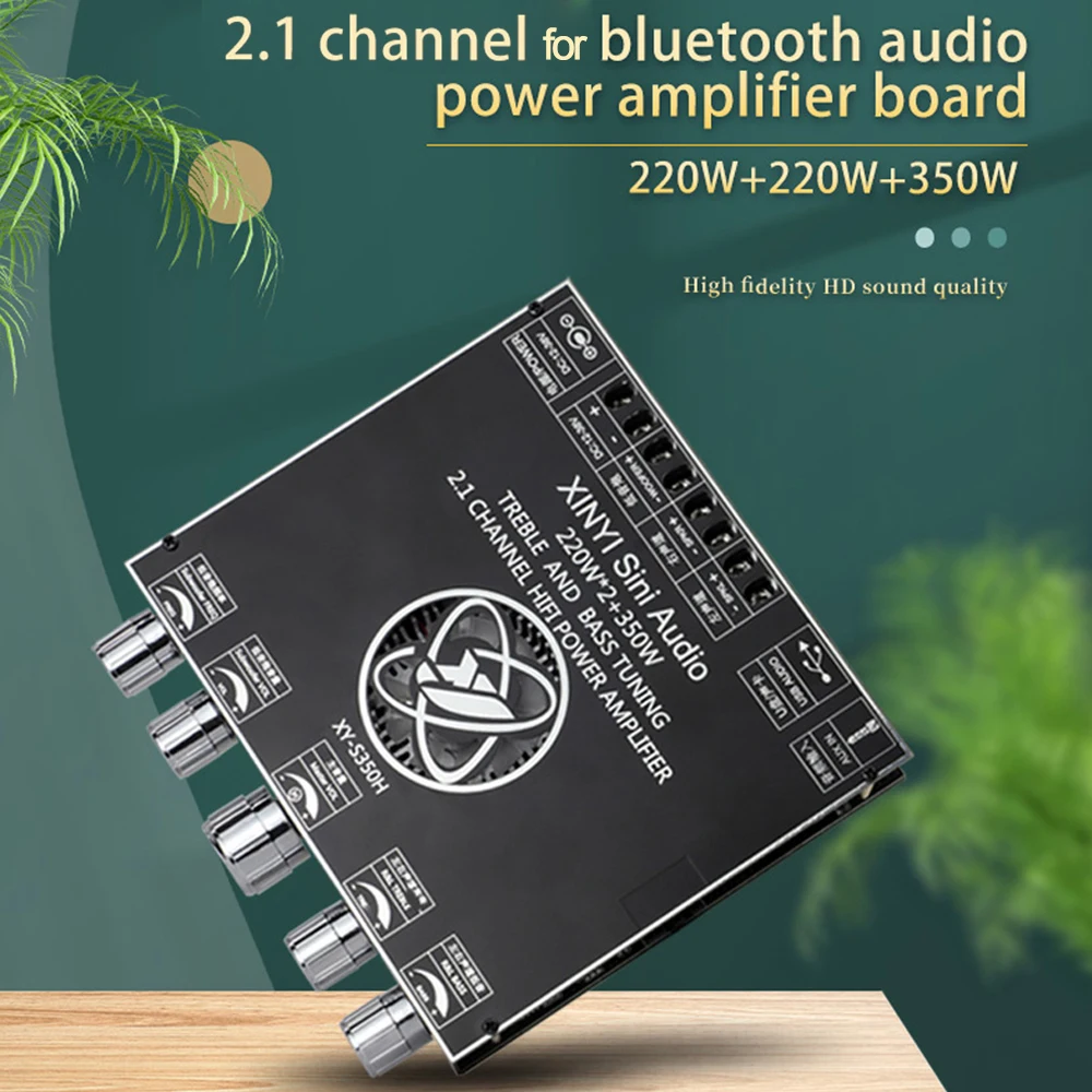 Фото Плата усилителя мощности звука Bluetooth 2.1CH XY-S350H 220W×2+350W с TPA3251 и регулировкой высоких и низких частот №5