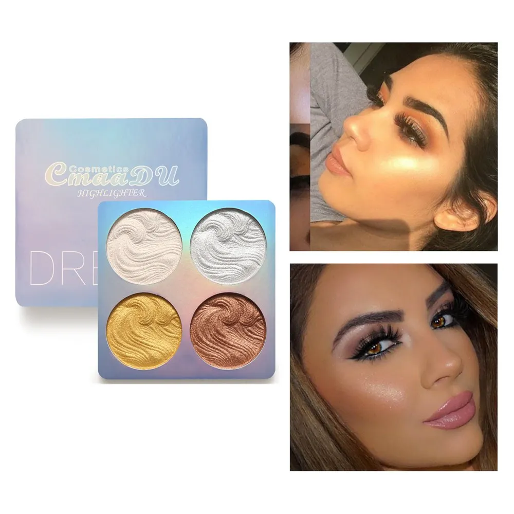 

4 Colors Face Highlighter Palette Bronzer Contouring Highlight Powder Makeup Face Shimmer Shine High Lighter Maquillaje
