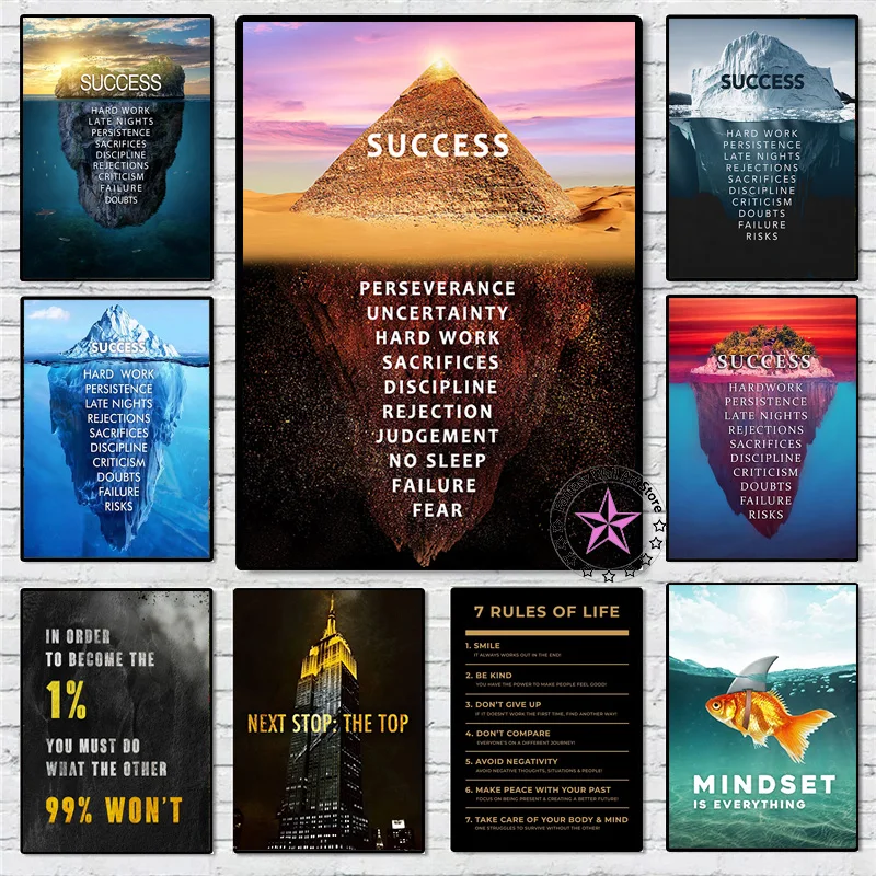 

Motivational Poster Inspirational Success Quotes Canvas Painting Rules of Life Wall Art Print Mountain Picture Office Hoom Decor