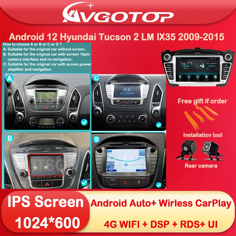 

Android 12 Car Radio Multimedia & OEM Style for Hyundai Tucson 2 LM IX35 2009-2015 Wireless Carplay Auto 4G Wifi GPS DSP RS UI