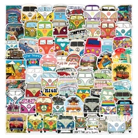 50pcs cartoon retro hippies stickers aesthetic bus decals laptop diy stationery car notebook motorcycle pad luggage skateboard