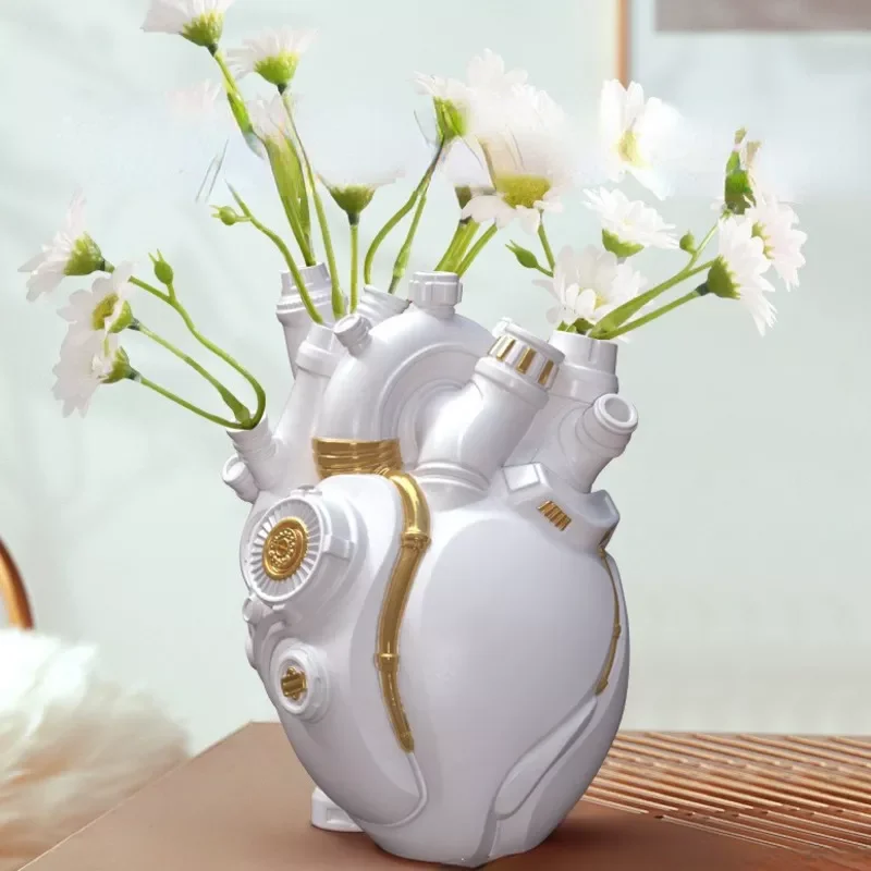 

NEW Heart Vase Technology Resin Container Pots Body Sculpture Desktop Home Decoration Ornaments Crafts Gifts