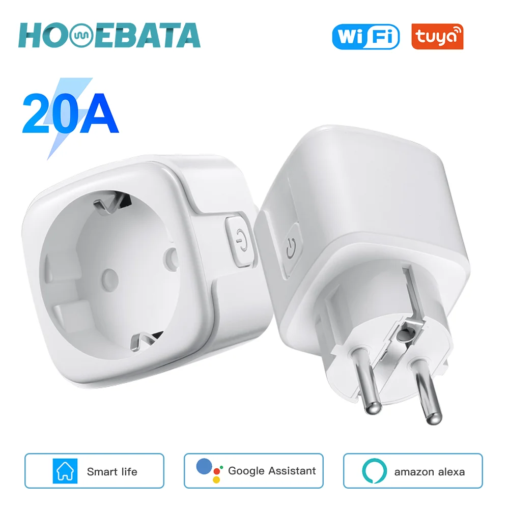

Homebata Tuya WiFi EU Smart Plug 20A Smart Розетка с монитором мощности Дистанционное управление водонагревателем для Google Home Alexa