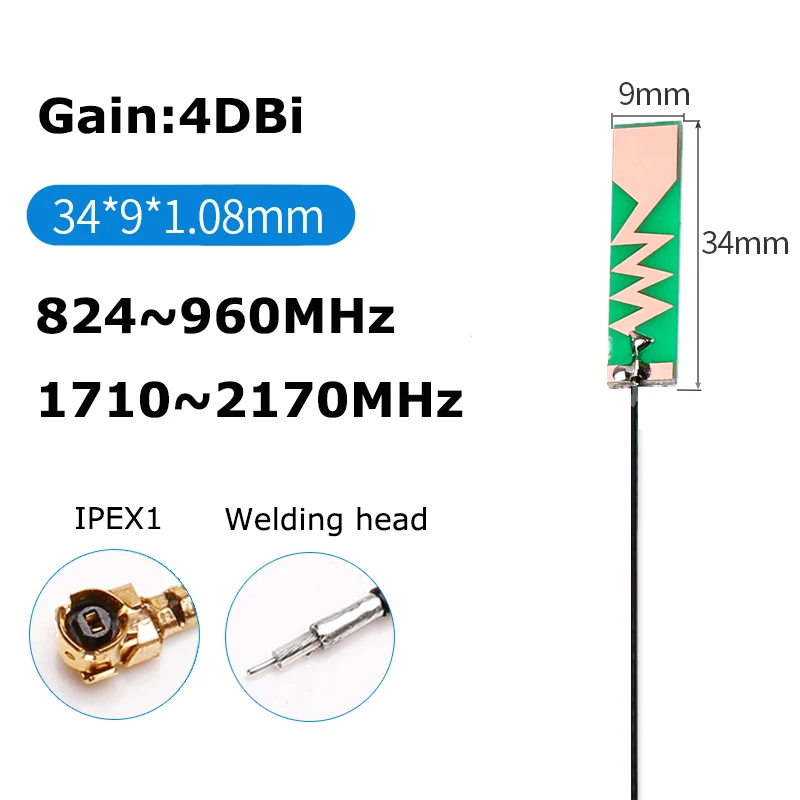 

Печатная плата со встроенной антенной Gain 4DBi 34*9 мм для GSM GPRS 2G 3G LTE 4G NB-iot, модуль с соединительной антенной длиной 12 см, 2 шт.