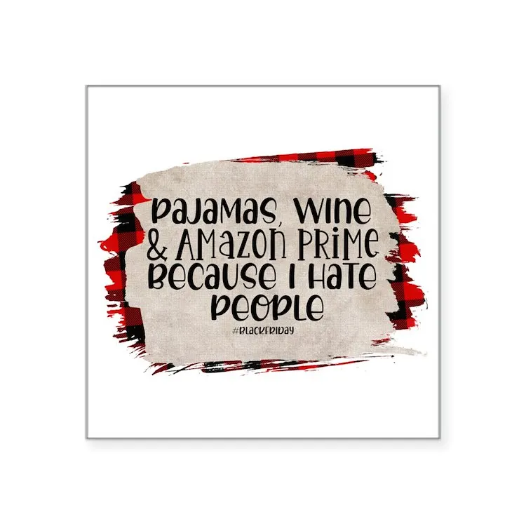 

Рождественская забавная наклейка на тему слао для пижамы, винного интроверта, квадратная наклейка для ноутбука, автомобиля, милый мультяшн...