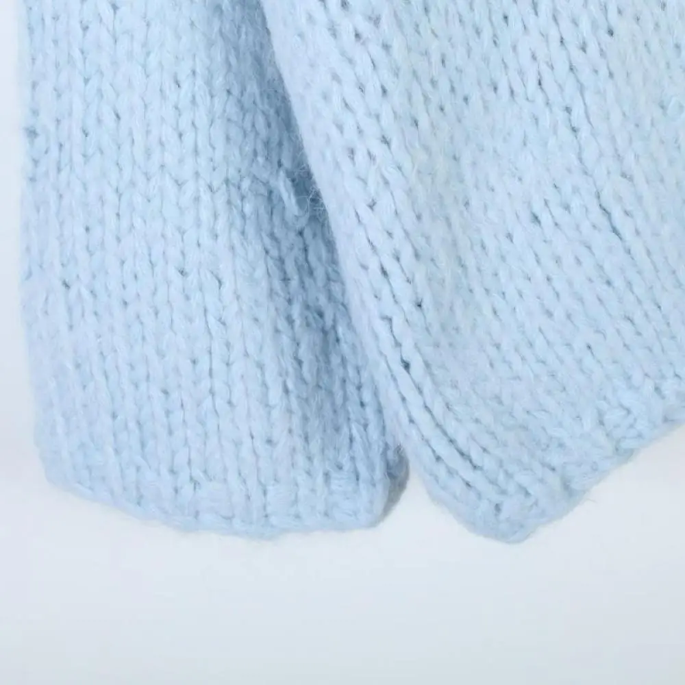 Желтый цветок вышитый вязаный свободный шерстяной пуловер женский с круглым