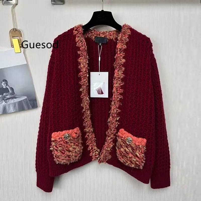 

Guesod Women Wool Cashmere Sweater Cashmere Knitting Shirt Warm Cardigan Outerwear2022Autumn Winter Ladies Long Sleeve NewArrive
