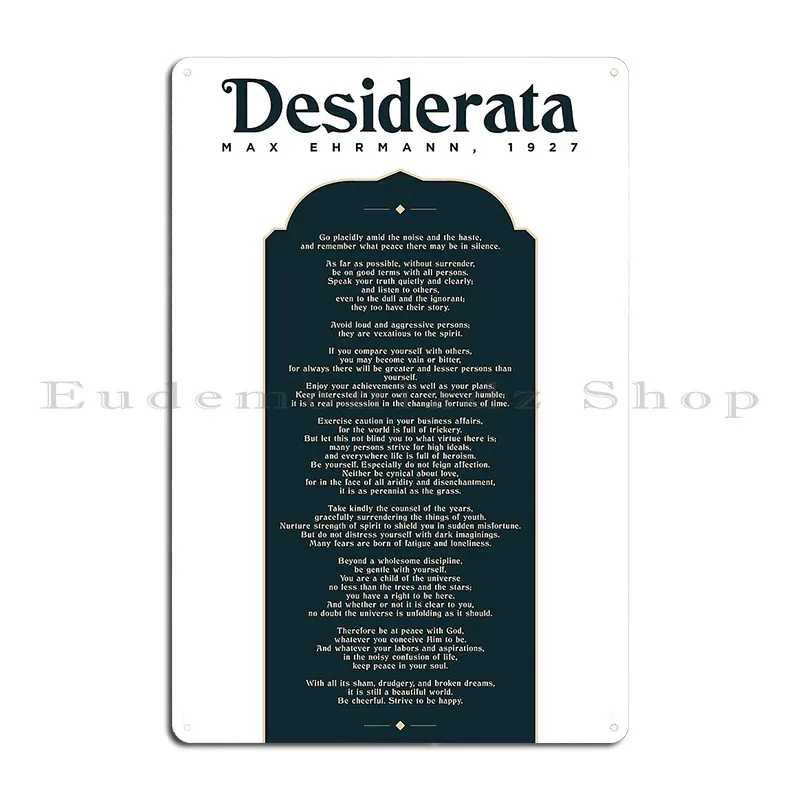 Desiderata Макс эрманн типография печать 1 литературный Плакат Металлический налет