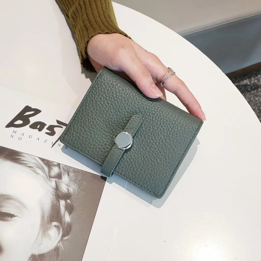 URBAN MASTER Cowhide Women Short Genuine Cow Leather Fashion Drawstring Wallets Female Coin Purse Card Holder Lychee Pattern