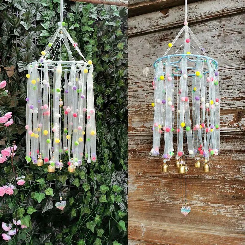 

Изысканные колокольчики ветра ручной работы, 1 шт., милые красочные украшения для гостиной, балкона, сада, искусственные колокольчики ветра