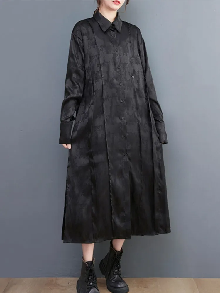 Осеннее платье большого размера с длинными рукавами женское цветочным принтом