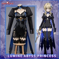 uwowo game genshin impact fanart abyss lumine princess cosplay costume exclusive traveler costumes traveler cosplay costume