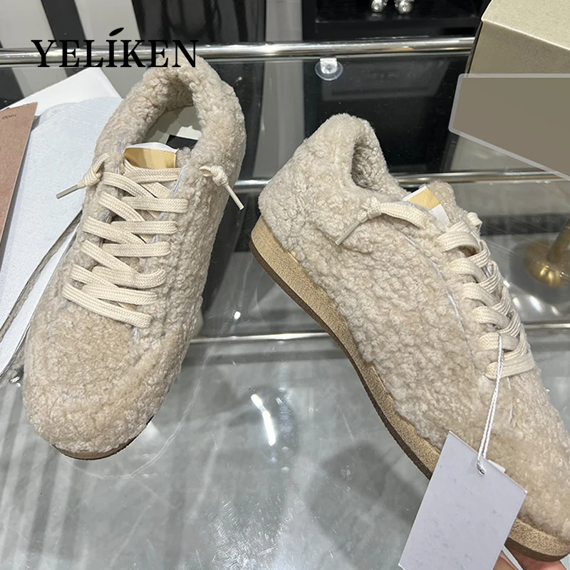 2024 зимняя трендовая дизайнерская прогулочная обувь на плоской подошве женская