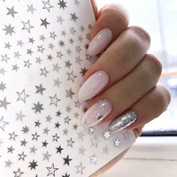 1pc 3d nail slider stars stickers glitter shiny decoration decals diy transfer adhesive golden silver nail tips accessories