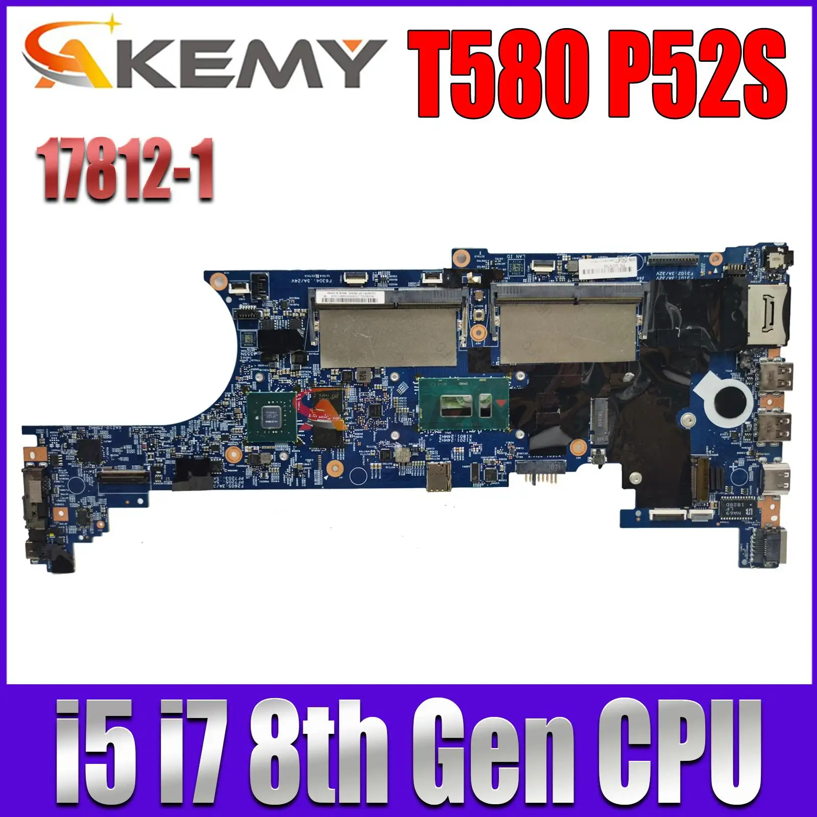 

Материнская плата 17812-1 для ноутбука Lenovo ThinkPad T580 P52S, с процессором i5 i7 8-го поколения, рабочий тест MX150 2G GPU.DDR4 100%