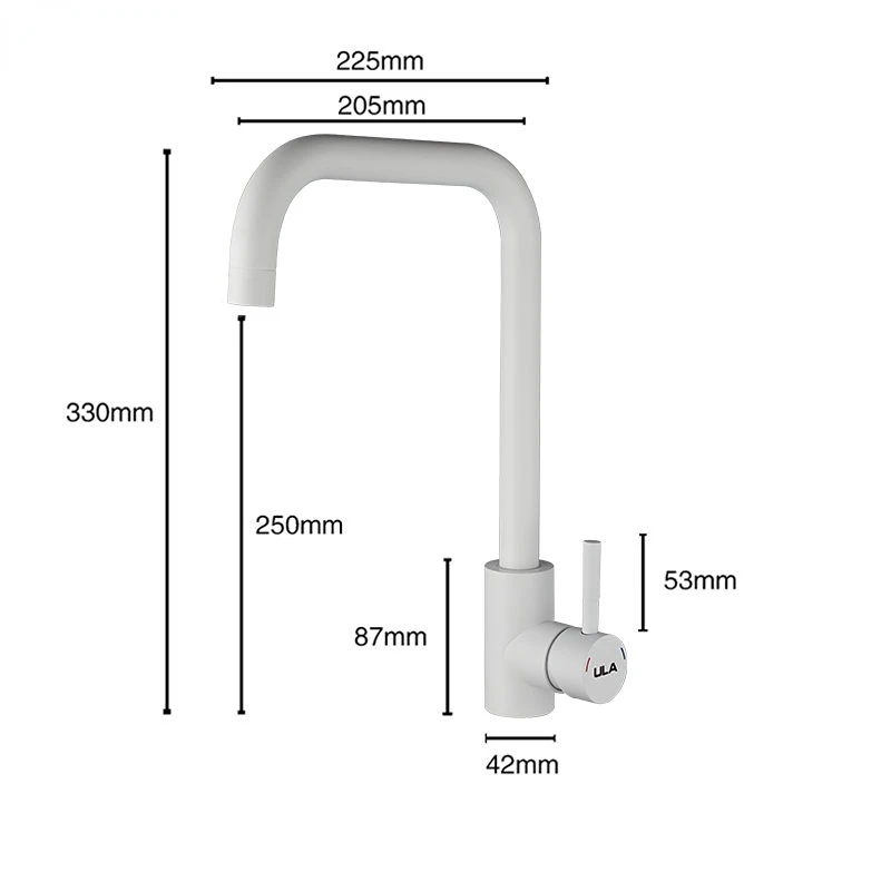 Белый простой кухонный смеситель из нержавеющей стали Поворот на 360 градусов