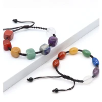 hot 7 chakras natural crystal stones bracelets adjustable black rope amulet healing reiki anxiety beads bangles meditation gems