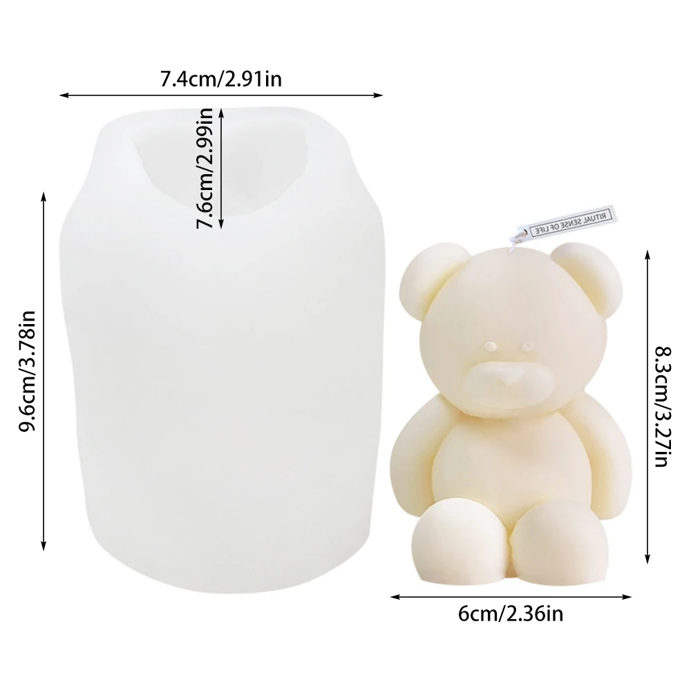 3D Sitting Bear Candle Mold DIY Aromatherapy Soap Plaster Making Mould Fondant Chocolate Cake Tools Ornaments Silicone Molds images - 6