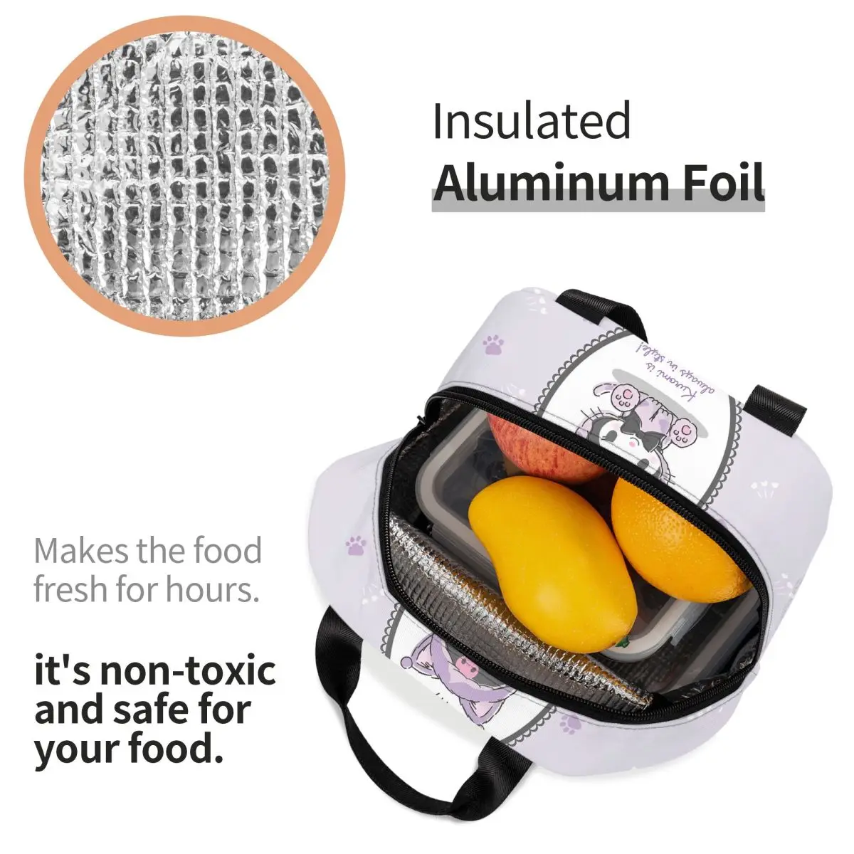 Sanrio Kuromi милые Мультяшные изолированные ланч-сумки большой емкости