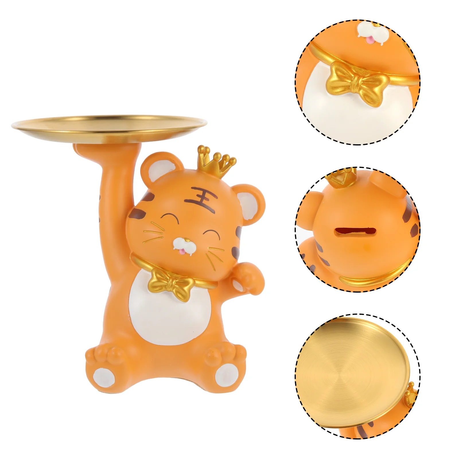 

Лоток для хранения с мультяшным тигром, полимерный Тигр для украшения, органайзер для всякой всячины для прихожей