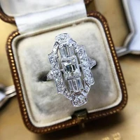 new gorgeous geometric shape wedding rings for women full paved crystal cubic zirconia fashion versatile ladys party jewelry