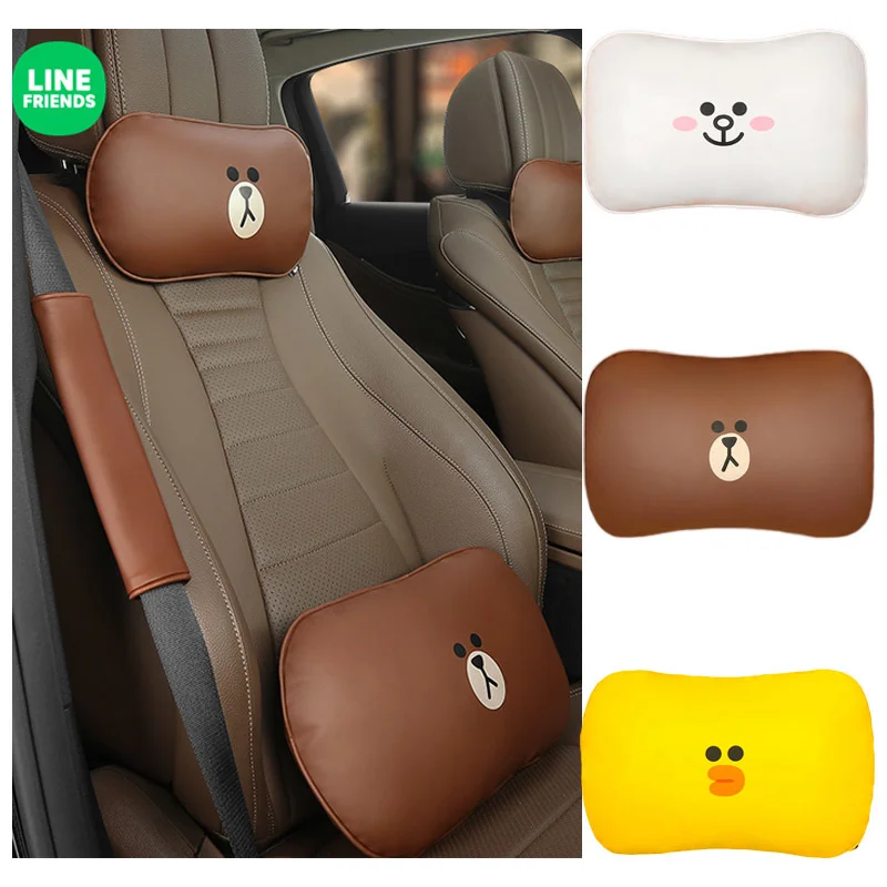 

Подушка поясничная Автомобильная «Линия друзей», защитная подушка для поясницы, из ПУ кожи, кавайная милая кукла, для защиты талии, аксессуа...