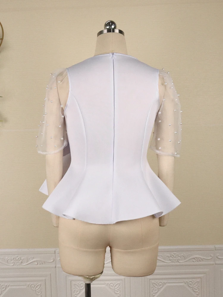 Блузка женская с V-образным вырезом пикантная тонкая прозрачная рубашка буффами