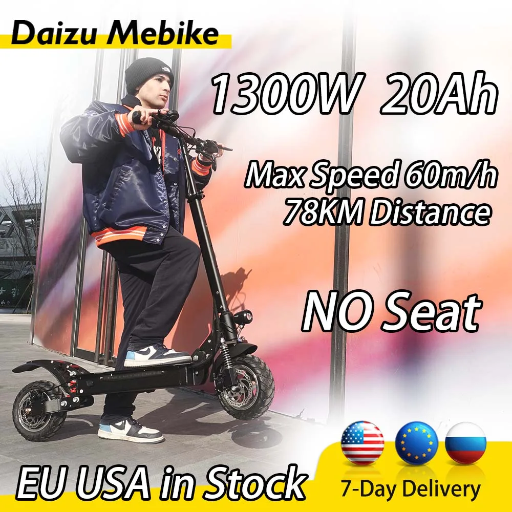 

EU Stock 1300W High Power Electric Scooter 20AH Battery Long Range 60KM/H 10inch Tire Escooter Adults Electric Scooters Foldable