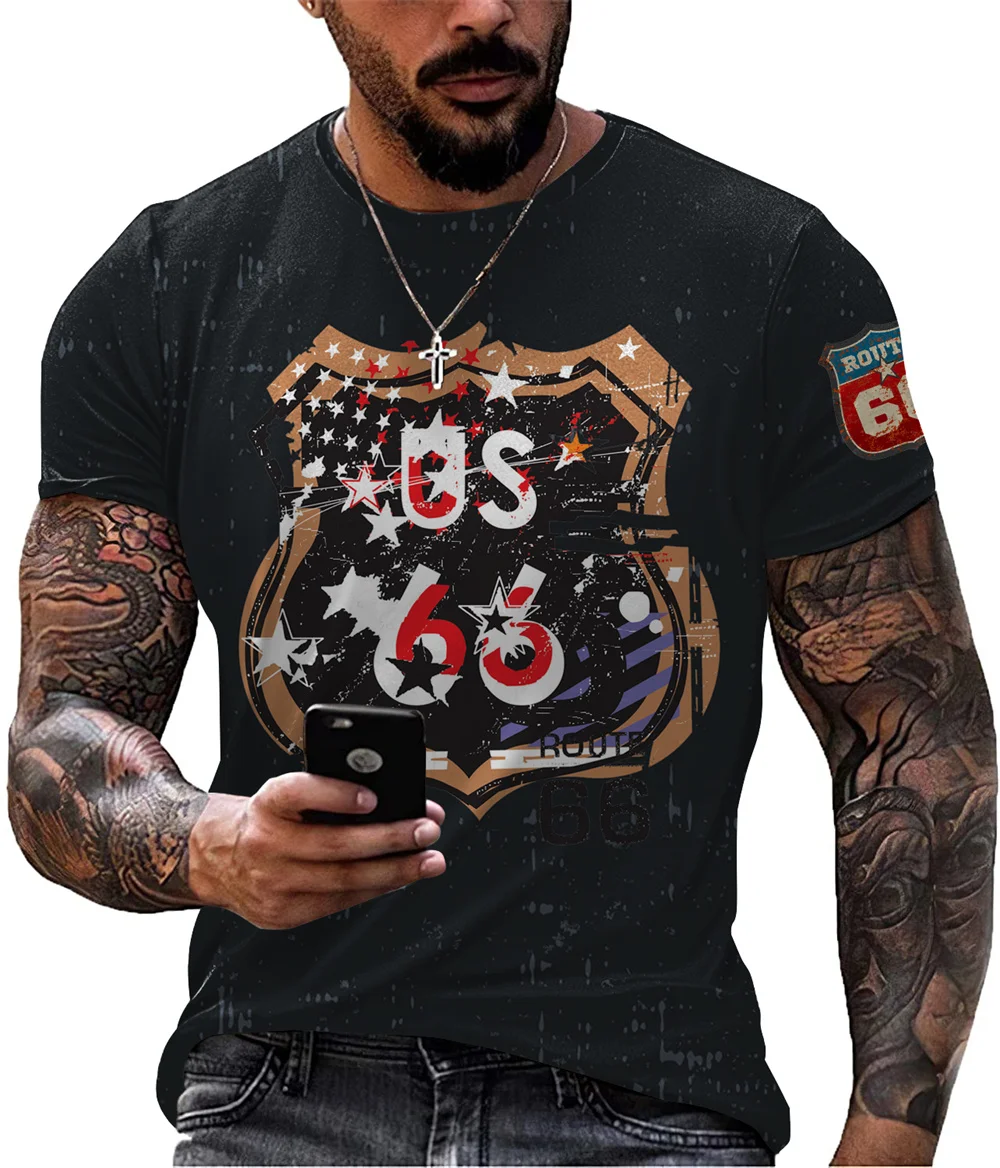 

Футболка мужская с графическим принтом, уютная тенниска, модная уличная одежда, лето 66