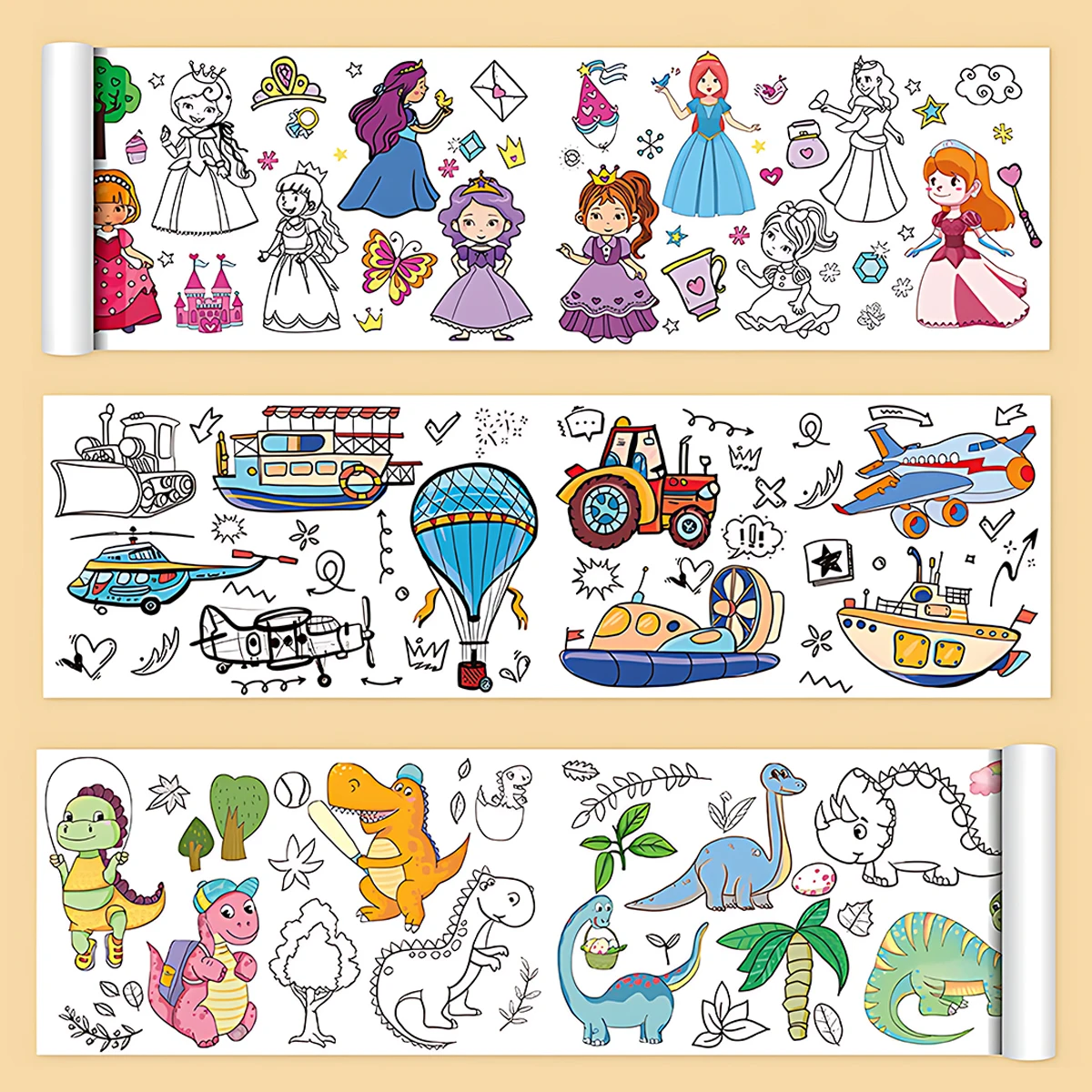 Динозавр транспортировка Принцесса Граффити свиток День Рождения Декор дети