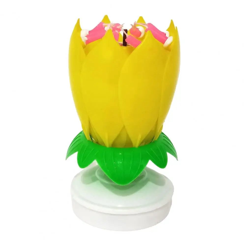

Lotus Candle Paraffin Colored Flower Shape Flat Bottom Rotating Electronic Candle Birthday Cake Music Candles Party Supplies