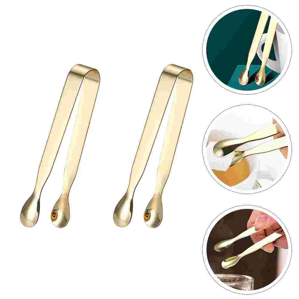 

2pcs Coffee Shop Sugar Tongs Exquisite Cube Tongs Stainless Steel Clips
