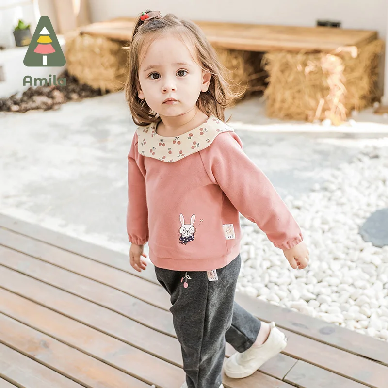 

Amila Детский комплект с капюшоном весна-осень 2023 новая кашемировая стандартная одежда в иностранном стиле Одежда для девочек