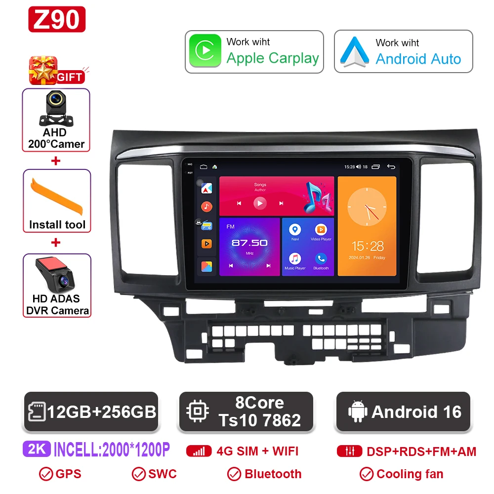 

Для MITSUBISHI LANCER 9 10 X 2008-2016 9-дюймовый автомобильный Android-радиоприемник, стереосистема, GPS-плеер, Carplay, Auto Screen QLED