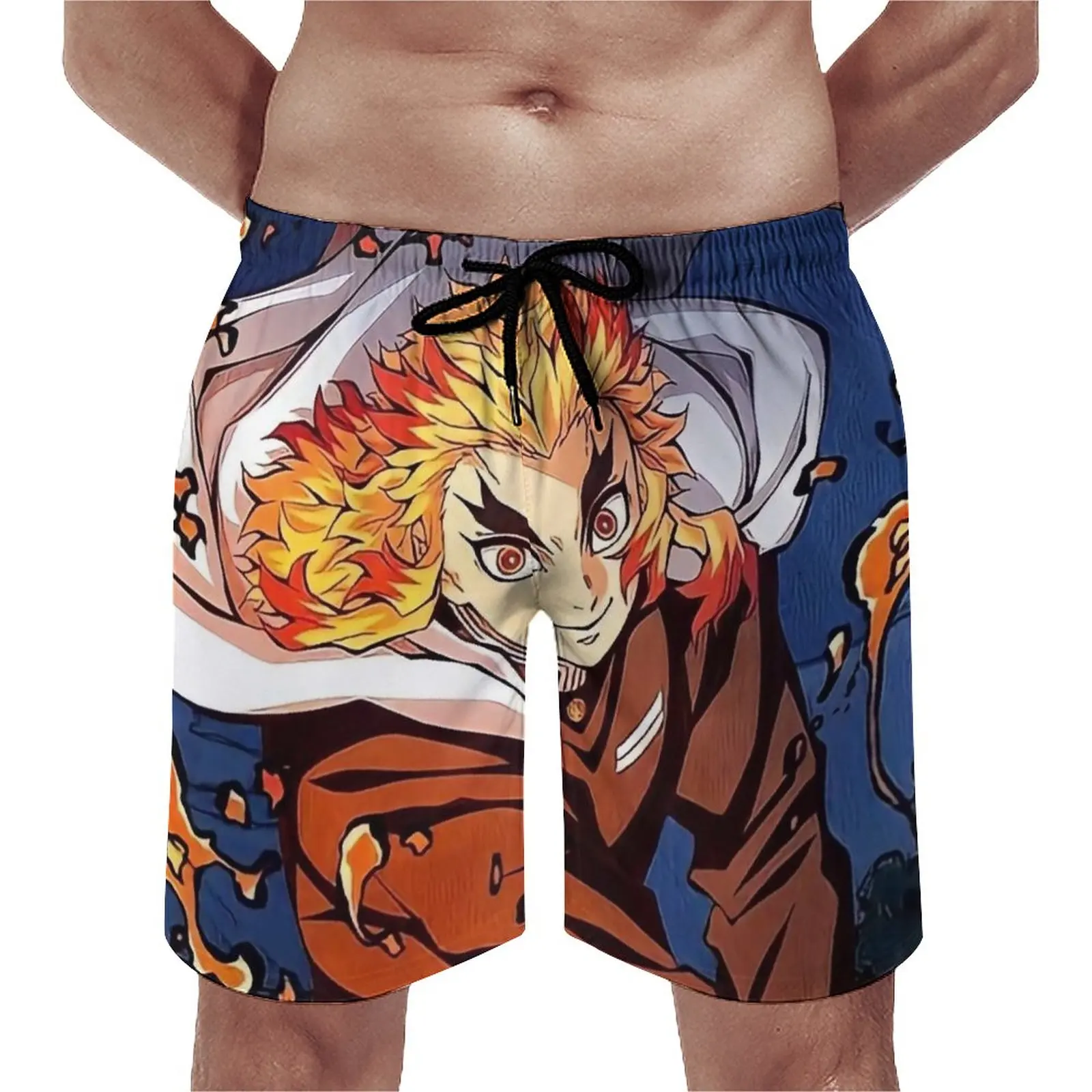 

Cute Demon Slayer Board Shorts Summer Rengoku Kyojuro Fashion Beach Short Pants Sports Fitness Quick Dry Pattern Beach Trunks