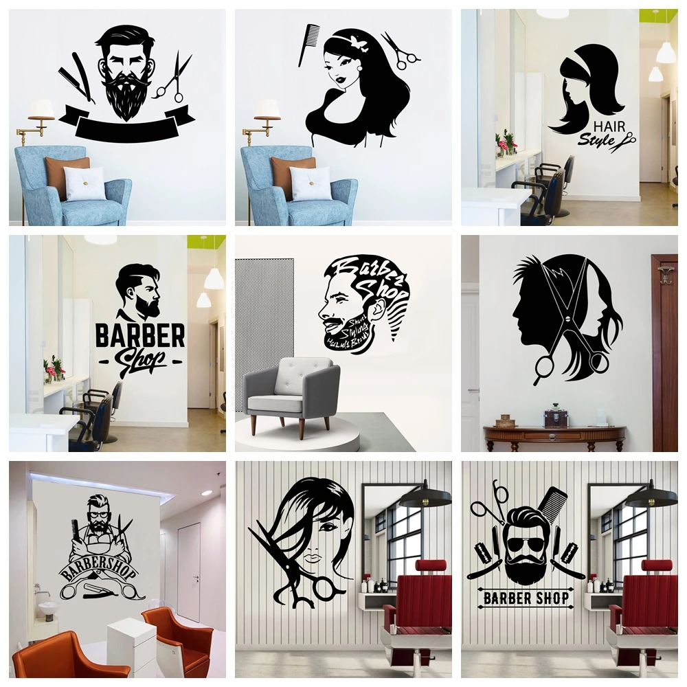 Современные Модные Наклейки На Стену Для Парикмахерского Магазина 10 Стилей