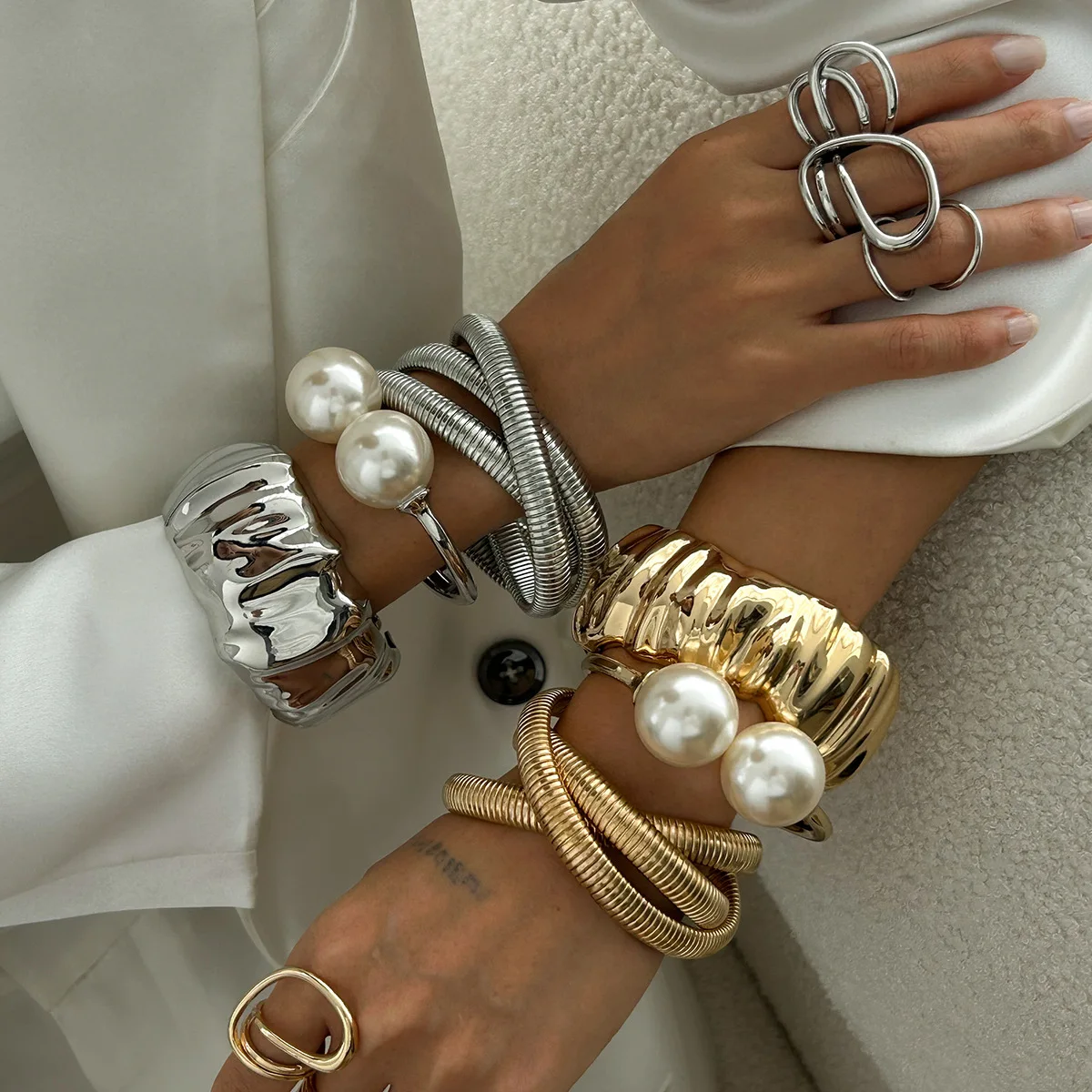 Женский браслет-манжета из искусственного жемчуга KMVEXO цвета в ассортименте